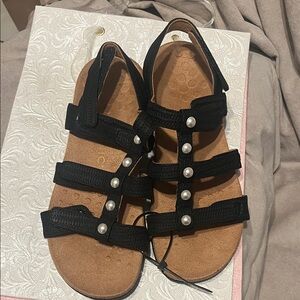 Vionic Black Sandals with Pearl Accents